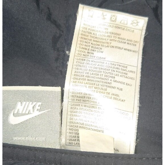 NIKE Full Zip Up Blue Black Reversible Windbreaker Jacket Boys Large Fleece Nylo - Picture 9 of 11